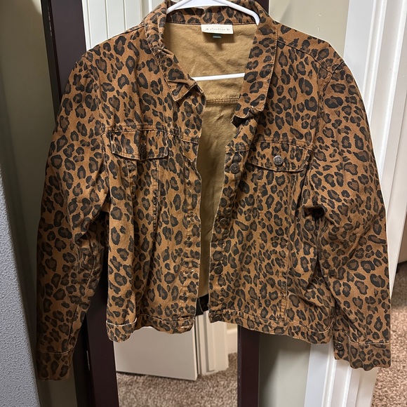 Leopard Print Denim Jacket - Picture 1 of 3